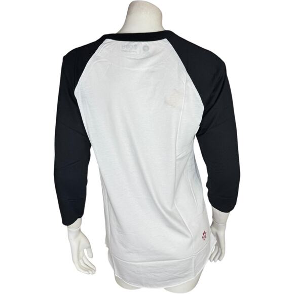 BOBS Skechers‎ Peek A Cat Rainbow Baseball Tee Small NWOT White Black 3/4 Sleeve - Picture 5 of 14